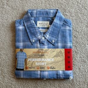 Weatherproof Vintage Men’s Short Sleeve Woven Shirt – Blue, Medium